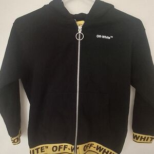 Off-White Kids Black and Yellow Zip-Up Hoodie
